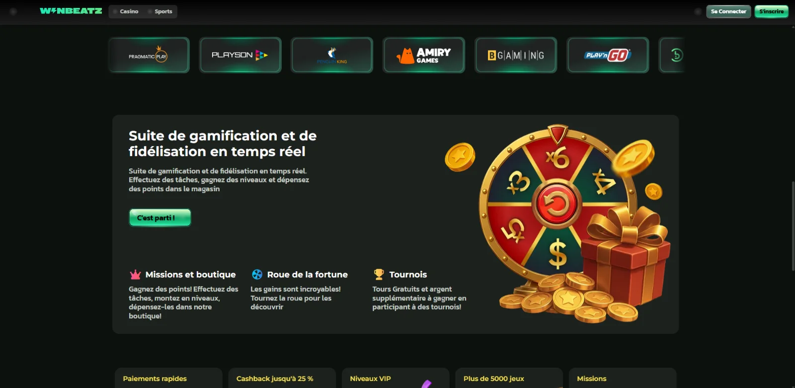 Extrait complet énonçant le choix de jeux laissé par WinBeatz